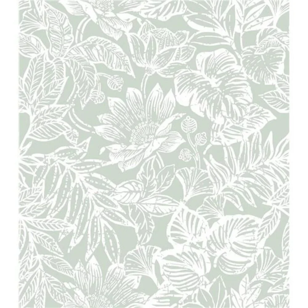 Tropical Leaf Peel Stick Wallpaper Green White Floral Removable Wall Decor